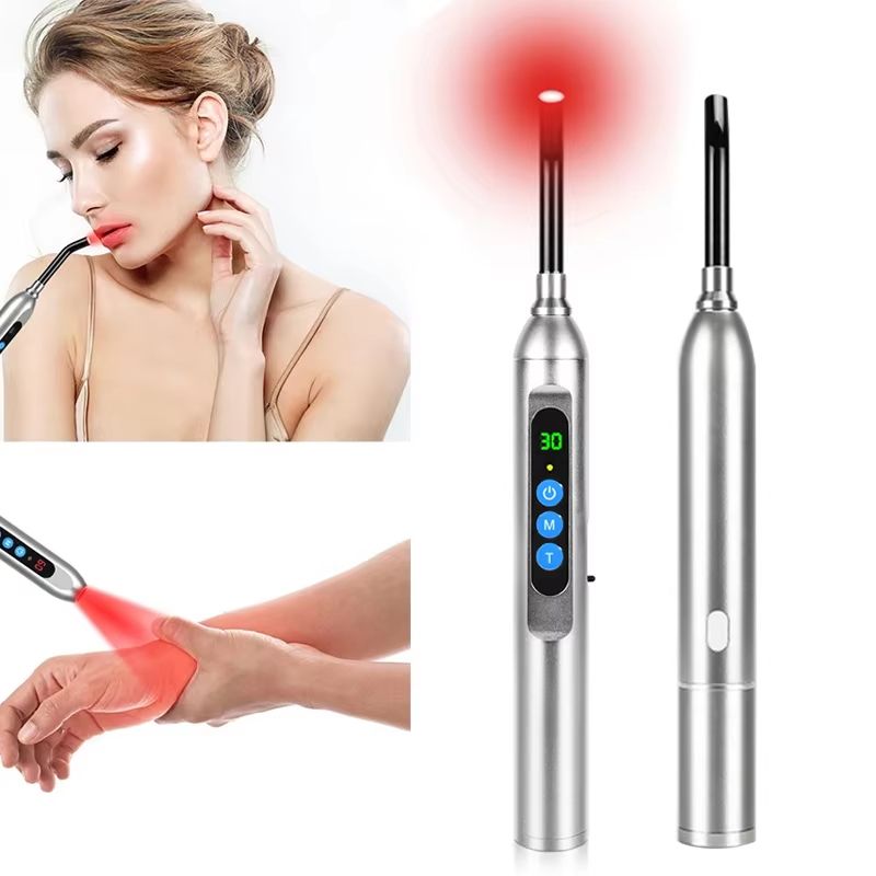 Red Light Therapy Cold Sore Treatment Device with 660 nm and 850 nm Near Infrared LED Light Wand