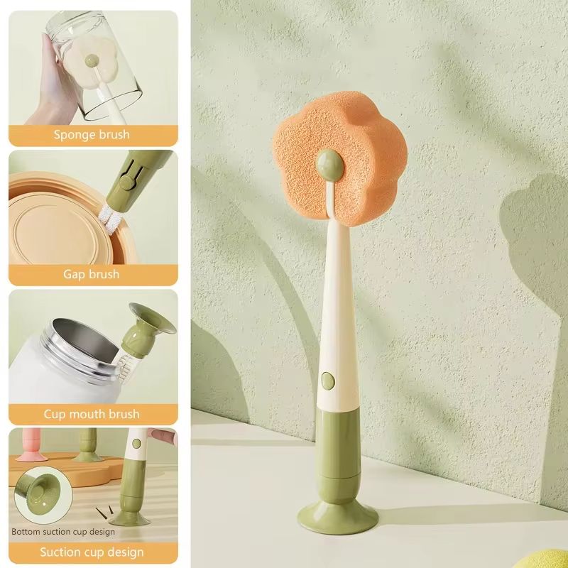 3-in-1 Baby Bottle and Travel Mug Cleaning Brush Long Handle Portable Scrubber