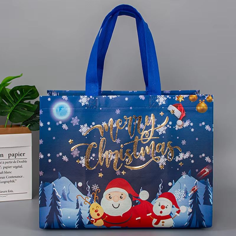 5 Piece Christmas Gift Bags Non Woven Santa Claus Handle Packaging Bags