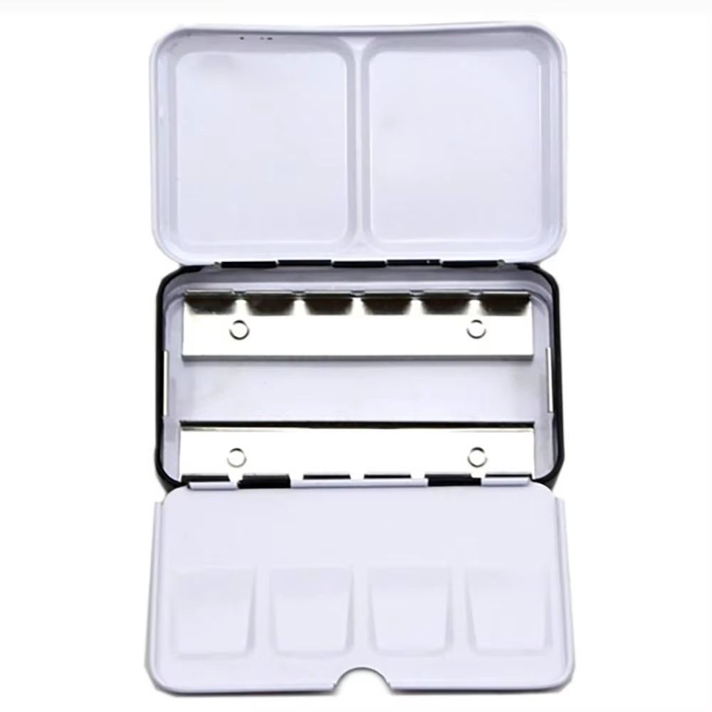 Large Metal Watercolor Tin with Fold-Out Palette and 52 Empty Half-Pan Wells for Artists