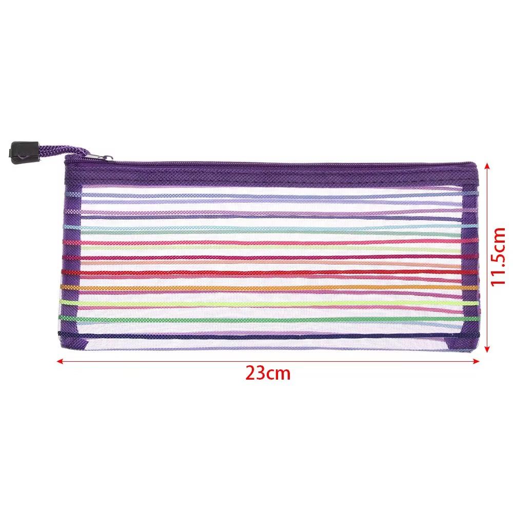 Simplicity Solid Color Large Capacity Pen Bag with Zipper Portable Stationery Pouch
