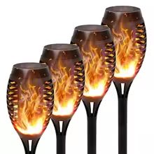 Solar Flame Torch Lights 4 to 12 Pack Waterproof Flickering Torch Stakes for Garden Path Yard and Patio