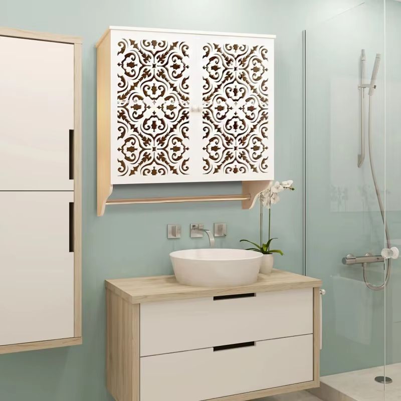 Bathroom Wall Cabinet with Towel Bar Over Toilet Space Saver Wall Mounted Storage Cabinet with Shelves