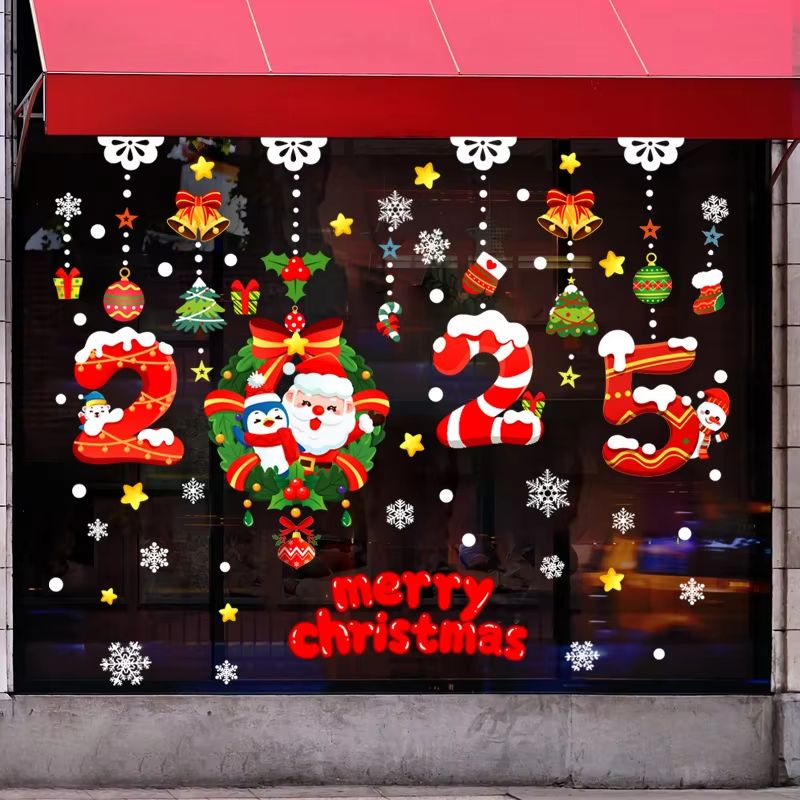137pcs Christmas window clings Snowflake and Window Flower PVC Static Stickers for Glass, Reusable Winter Decor Set