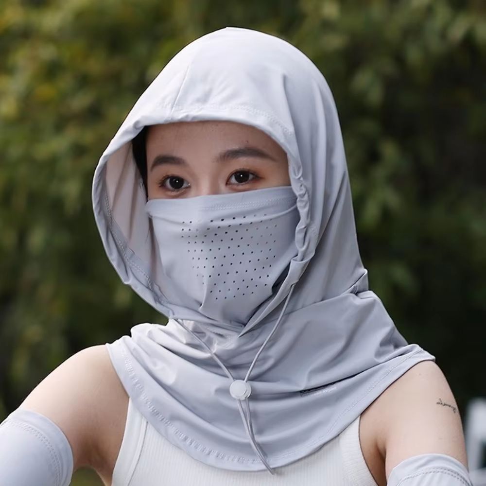 Unisex Anti-UV Summer Hat with Breathable Mask Shawl - Ice Silk Outdoor Sports Cap for Beach, Hiking, and Travel