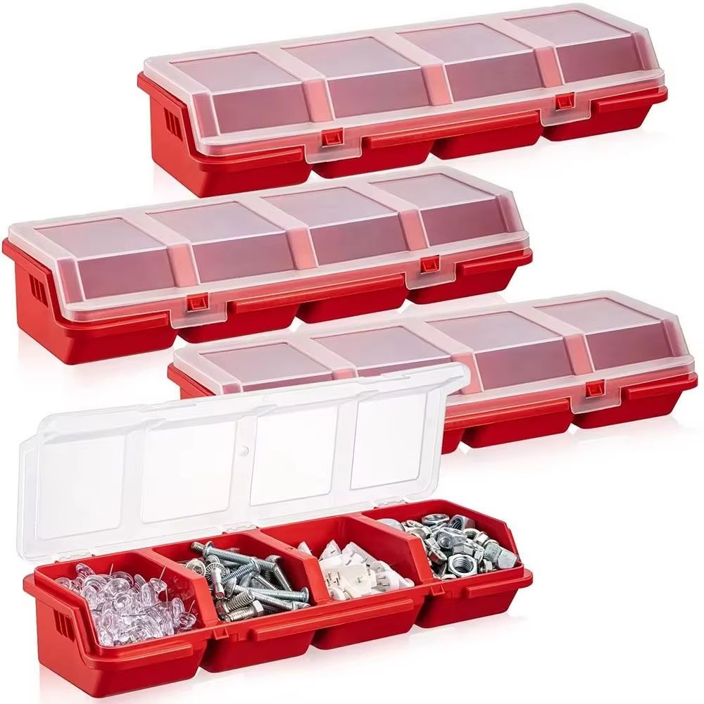 4-Compartment parts storage box with Lid, Clear screw organi | Inspire ...