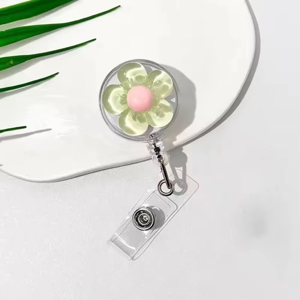 FloraClip Transparent Floral Retractable Badge Reel for ID Cards and Badges