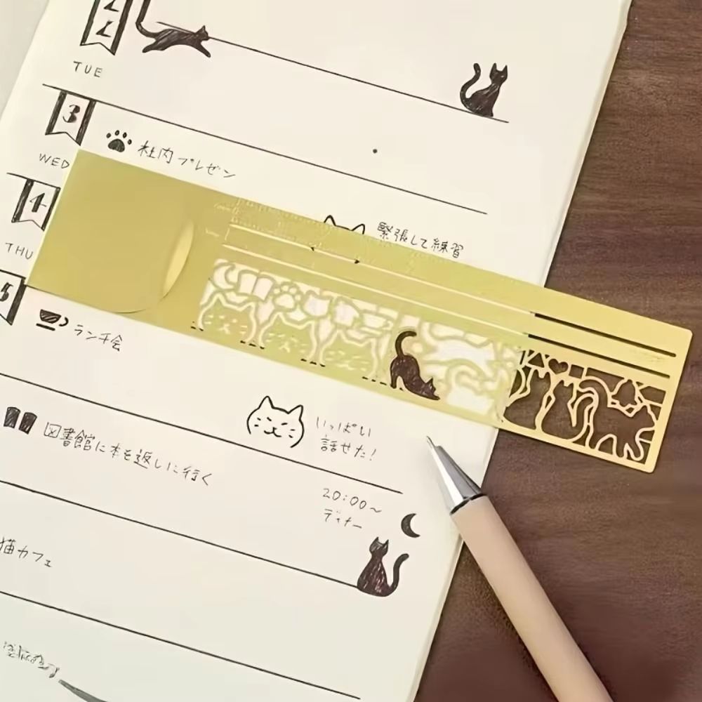 Fat Cat Ruler Patterns Cat Pattern Multifunctional Bookmark Ruler for Planners | Inspire Uplift