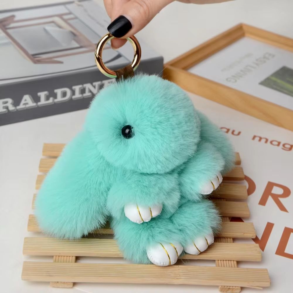 Fluffy Bunny Fur Pom Pom Keychain Soft Cute Rabbit Bag Charm