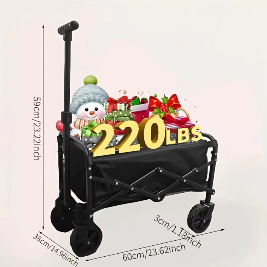Heavy Duty Foldable Utility Cart 220 LB Capacity Portable Outdoor Camping and Picnic Collapsible Cart