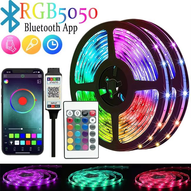 RGB LED Strip Lights 5 V USB 3535 Music Sync Color-Changing Light Strip 3.28 ft–98.43 ft