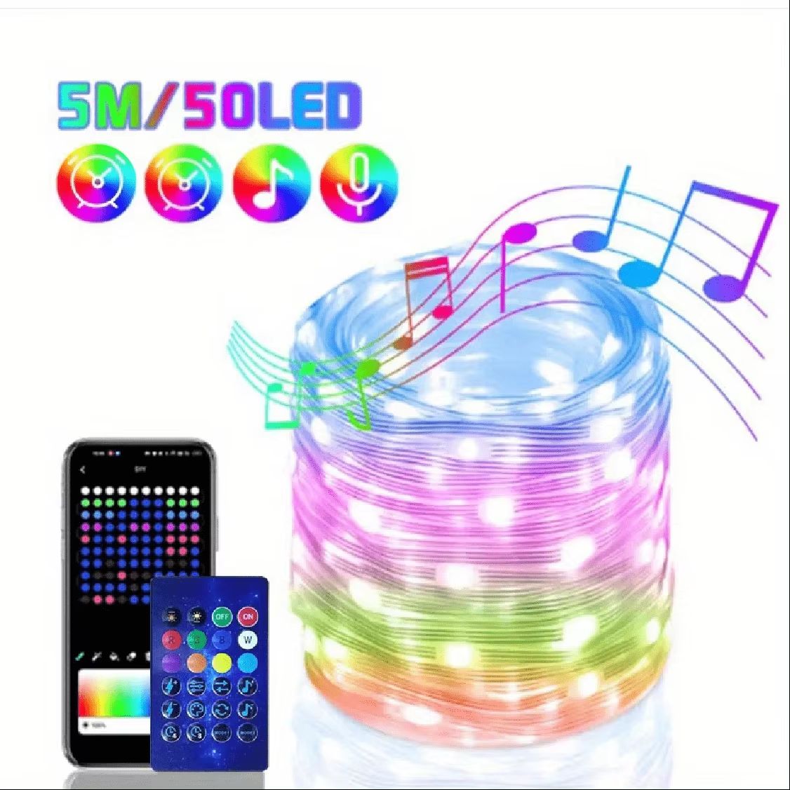 WS2812B RGB Bluetooth LED Strip Lights Smart Dreamcolor Fairy Lights