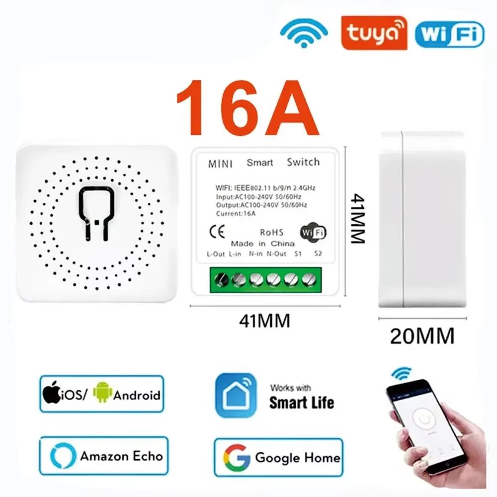 Mini WiFi Smart Switch Module 16 A 2-Way Control Tuya for Al | Inspire ...