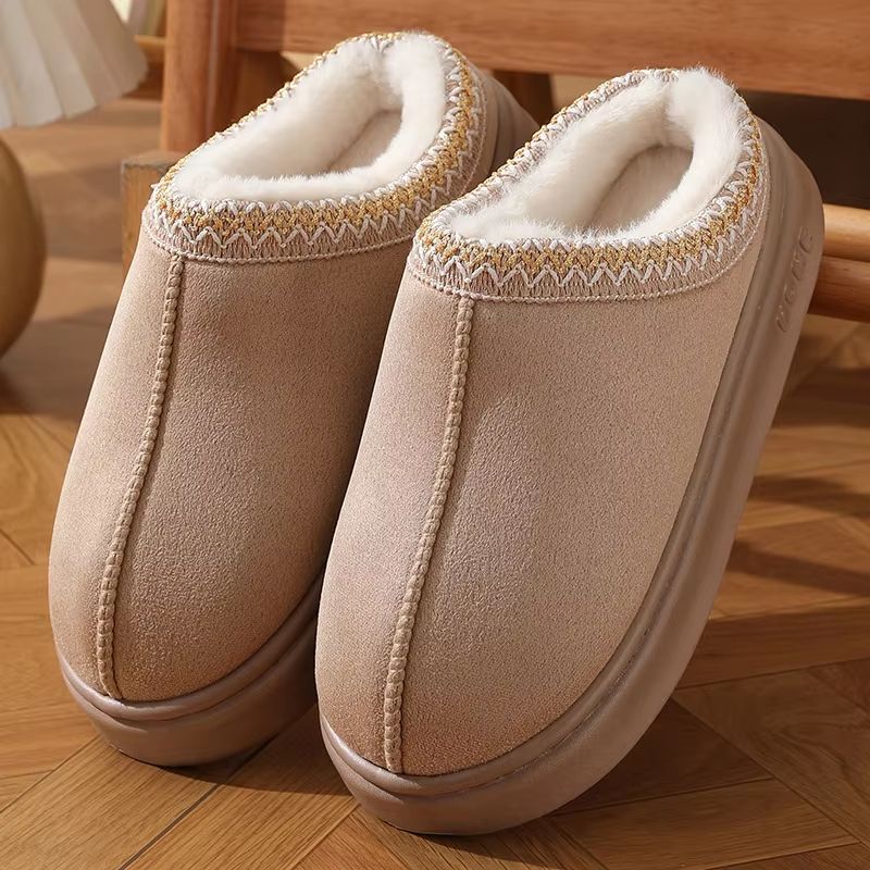 Women's Fluffy Platform Slippers Plush Warm Non-Slip Winter Home Shoes