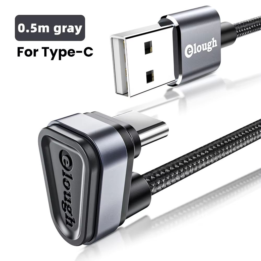 Elough USB Type-C Fast Charging and Data Cable 2.4A with 180-Degree USB-C Connector