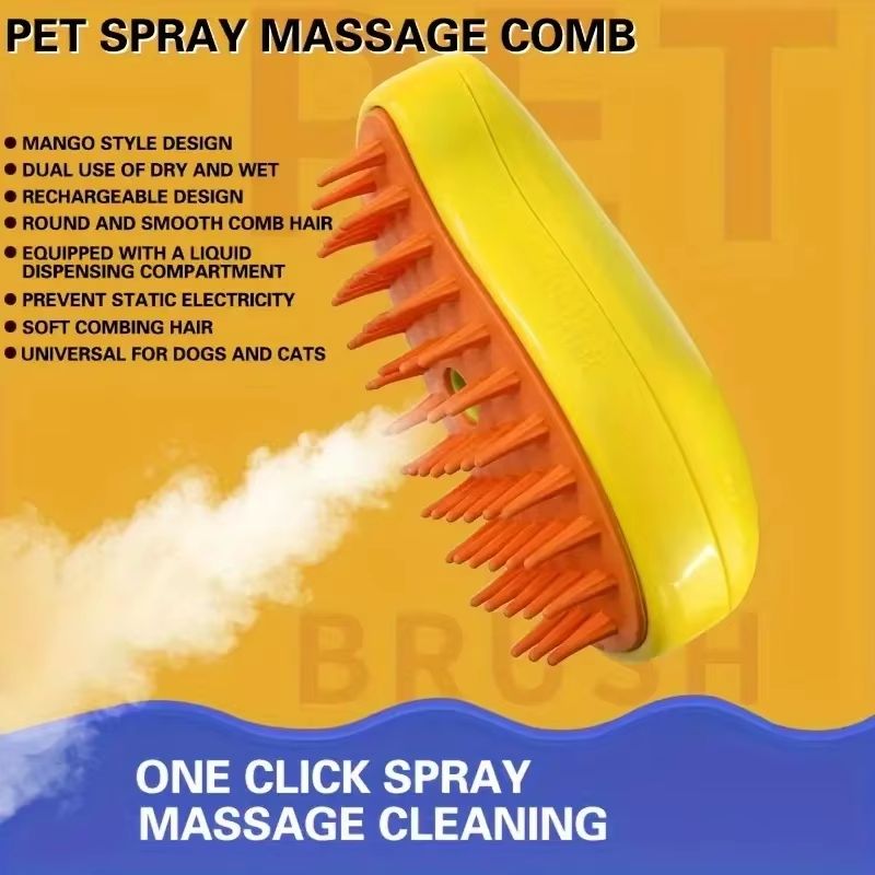 3 in 1 Steam Dog Brush for Gentle Pet Grooming and Deshedding