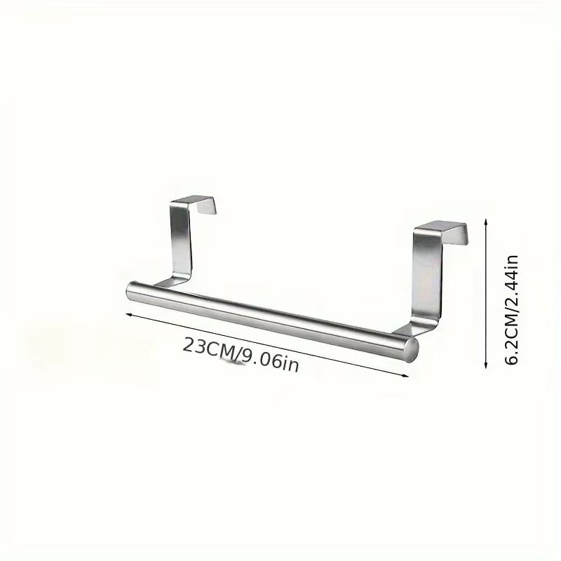Stainless Steel Over-Door Towel Rack No-Drill Hanging Bar for Bathroom and Kitchen