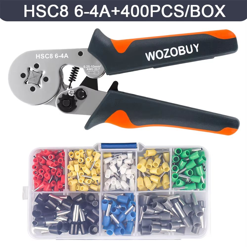 HSC8 Mini Ferrule Crimping Tool Pliers for Electrical Wire Terminals (AWG 23–7 / AWG 23–10)