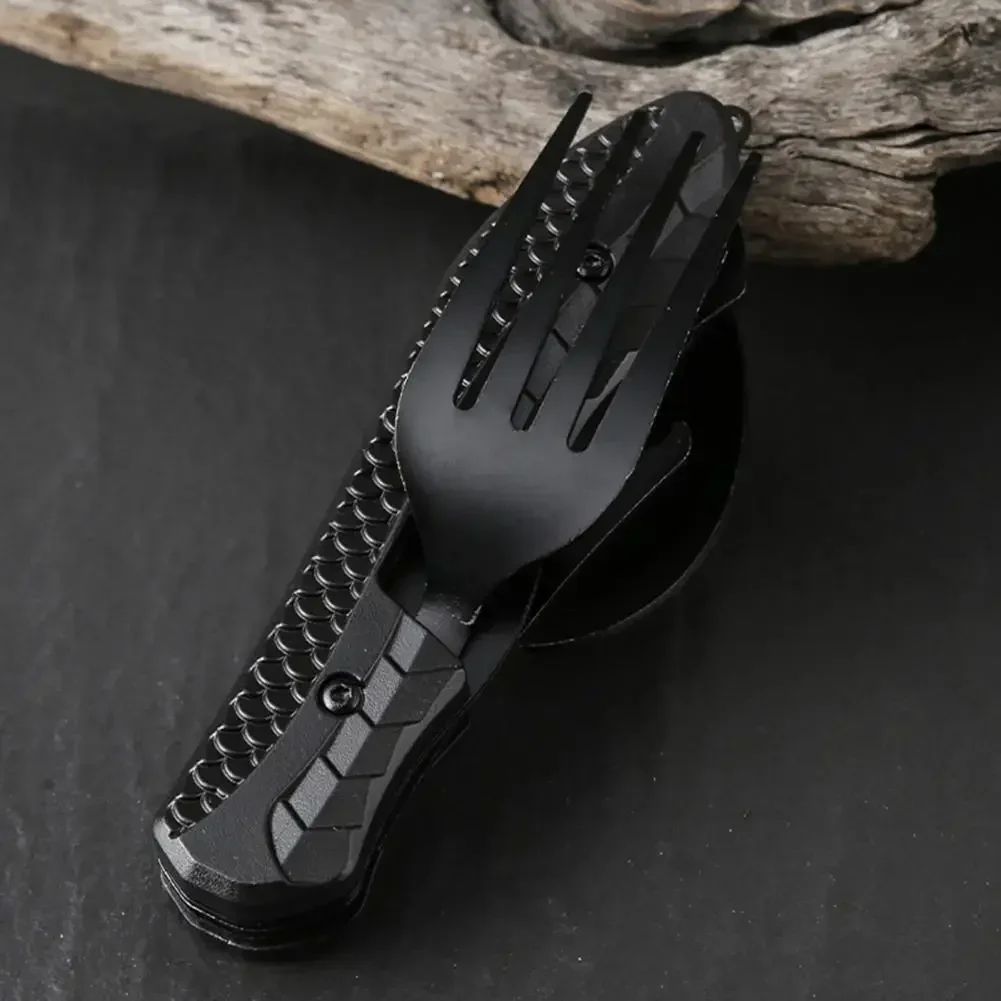 Three-in-One Camping Multi-Tool Folding Knife Spoon Fork with Bottle Opener Three-in-One Camping Multi-Tool Folding Knife Spoon Fork with Bottle Opener