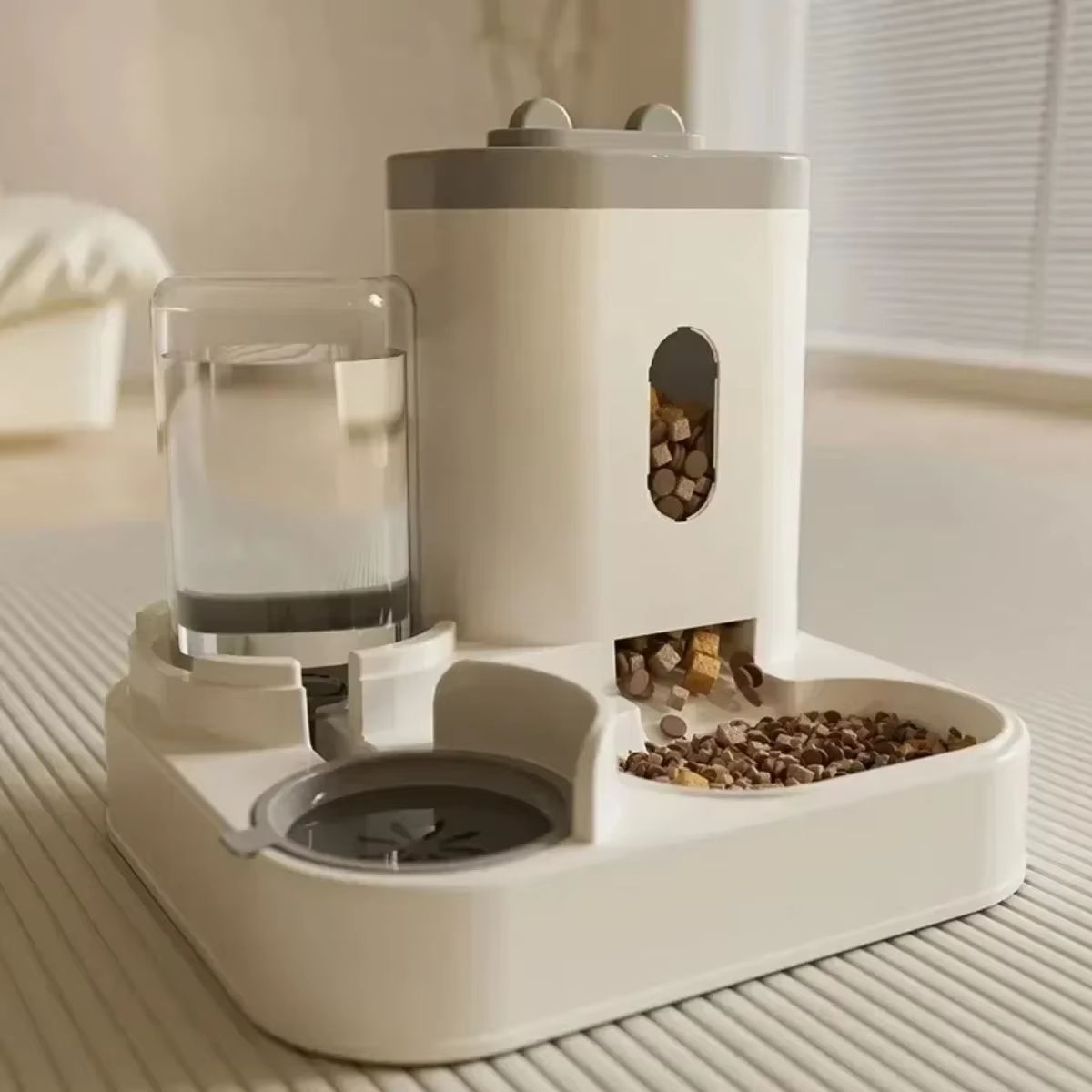 Automatic Pet Feeder and Water Fountain Dispenser with Large Capacity Food Storage