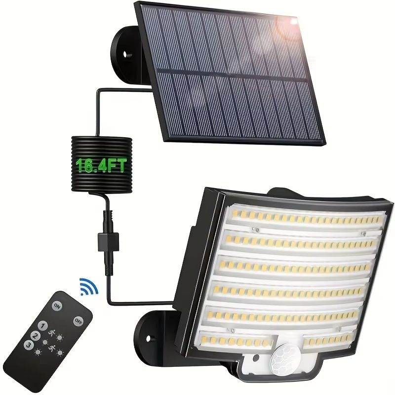 Solar LED Motion Sensor Outdoor Flood Light - Wireless Waterproof Security Light for Patio, Garage, Porch & Yard