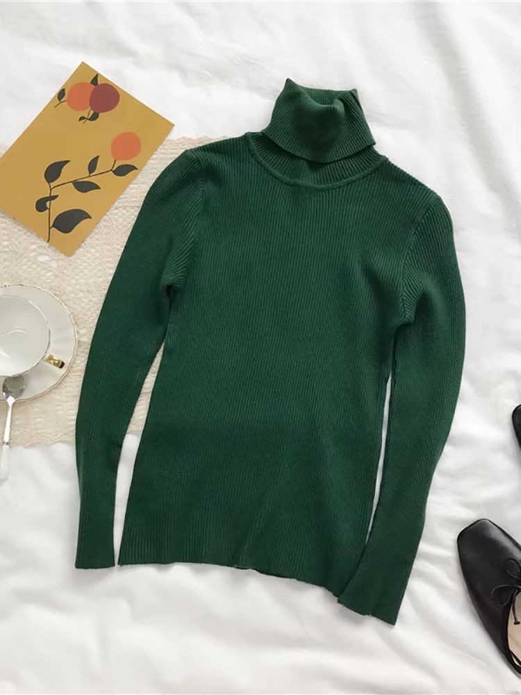 Women's Korean Slim Turtleneck Knitted Sweater for Autumn and Winter