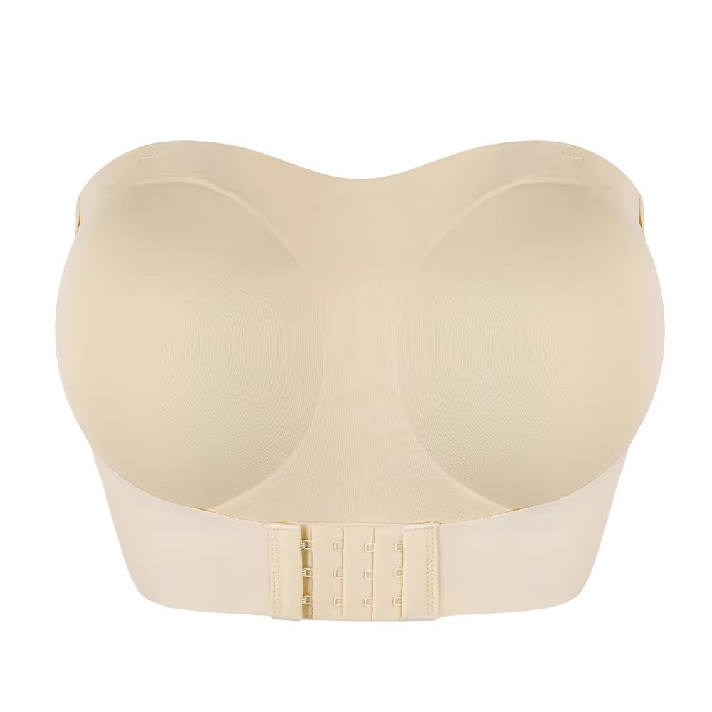 Women's Strapless Padded Front-Button Cross Bandage Bra Smooth Plus Size Lingerie