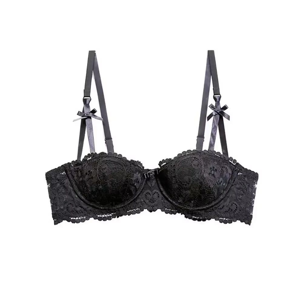 Sexy Lace Half-Cup Push-Up Bralette for Women with Deep V and Breathable Design