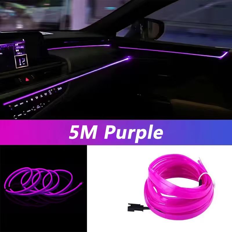 16.40ft USB Powered Car Interior LED Strip Light Flexible Neon Ambient Lighting
