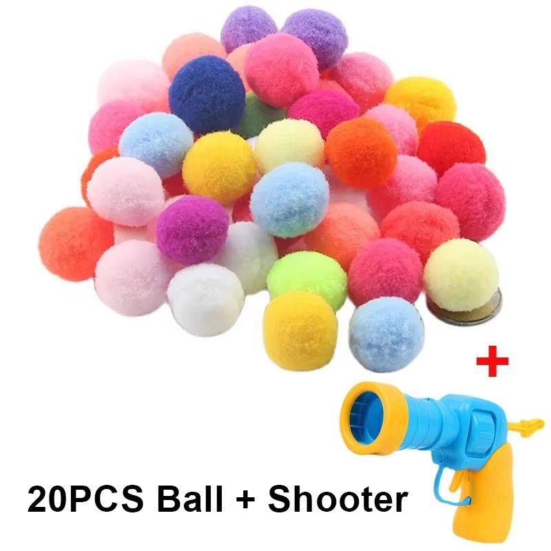Interactive Plush Ball Cat Launcher Toy for Indoor Kitten Play and Training