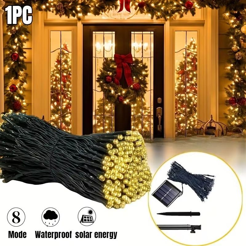 Solar LED Starry Sky String Lights with 8 Lighting Modes for Outdoor Garden Yard Party