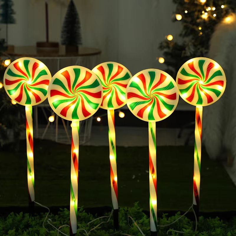 Christmas Solar Candy Cane Pathway Lights 5-Pack Outdoor Hol | Inspire ...