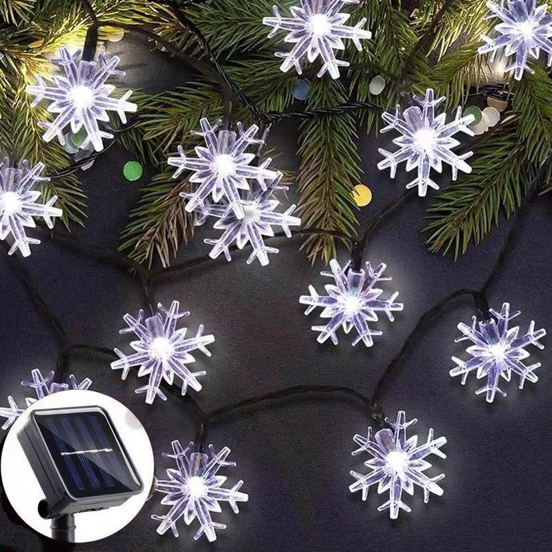 Solar LED Snowflake Fairy String Lights Outdoor 8-Mode Waterproof Garden Patio Christmas Tree Party Decor