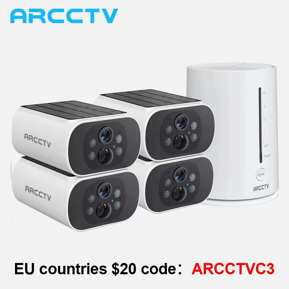 ARCCTV 4MP Solar WiFi Outdoor Security Camera Kit With Humanoid Detection & Siren