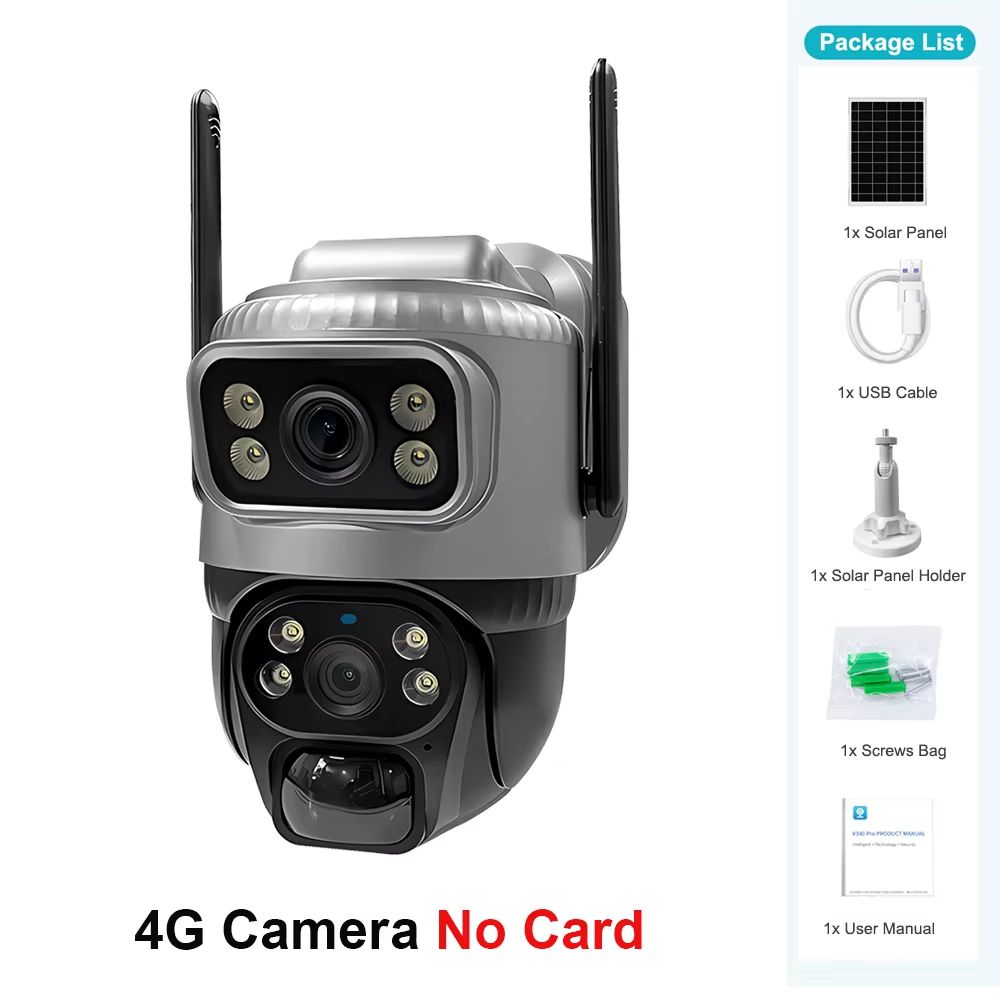 V380 8MP Dual-Lens Solar 4G WiFi Outdoor Security Camera With PIR Human Detection
