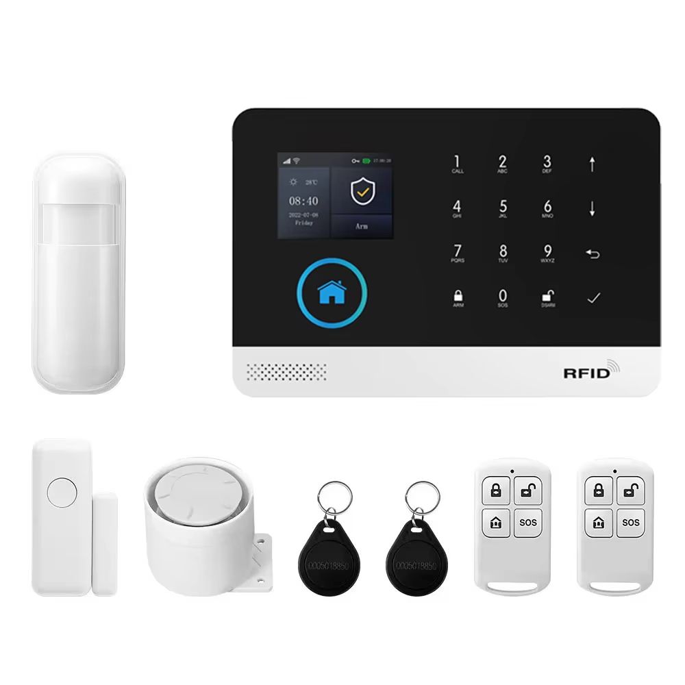 PGST Tuya Smart Life WiFi GSM 2G Home Alarm System Kit with Door and Motion Sensors