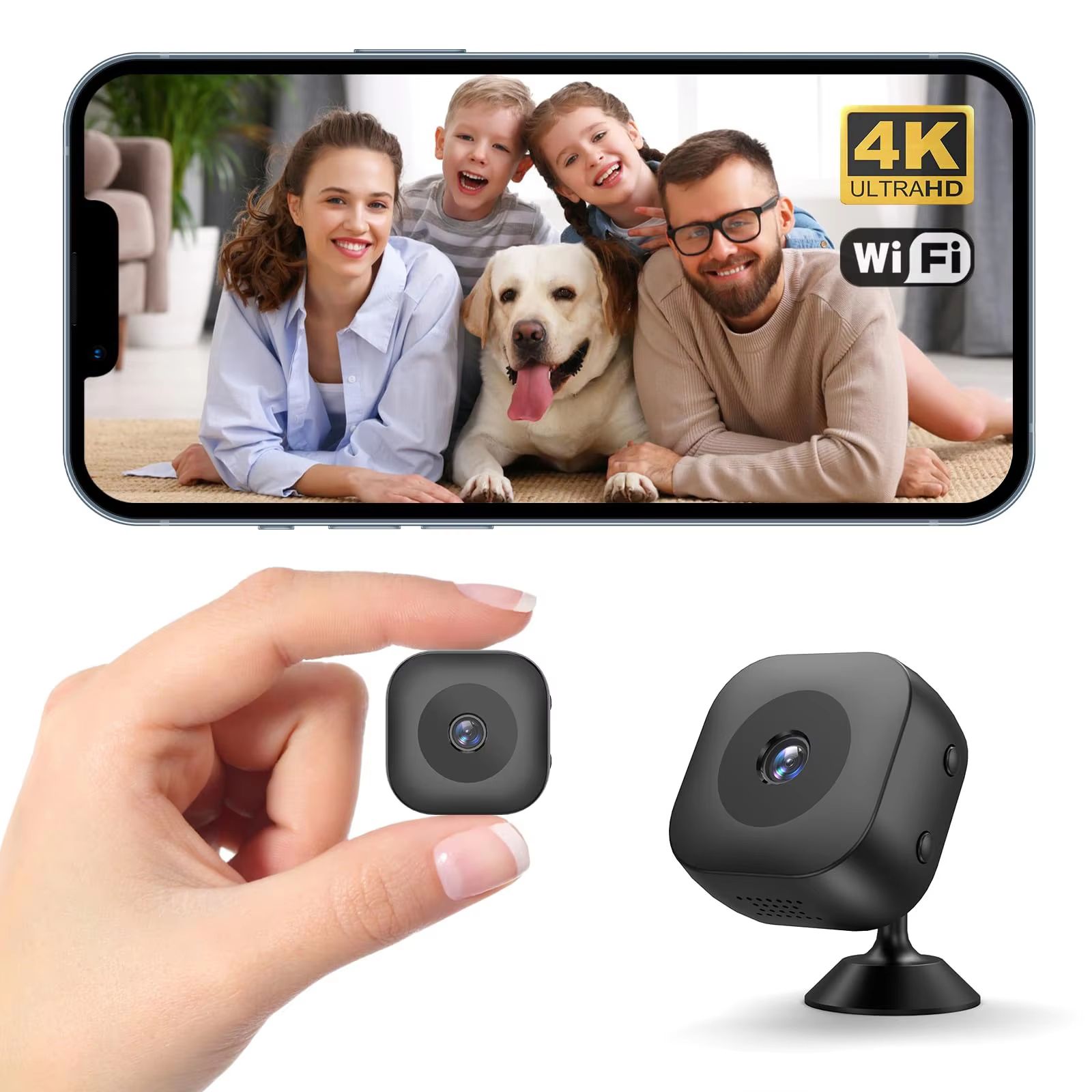 Mini 4K WiFi Wireless Security Camera with Remote Monitoring and Night Vision