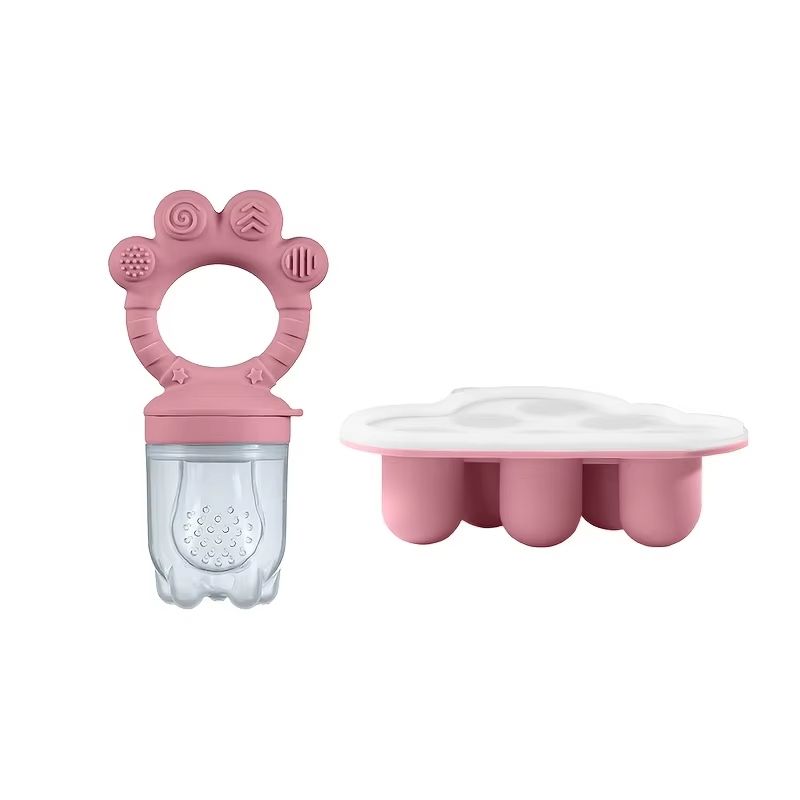 2-Pack Silicone Baby Fruit Feeder with Freezer Mold and Teething Feeding Set