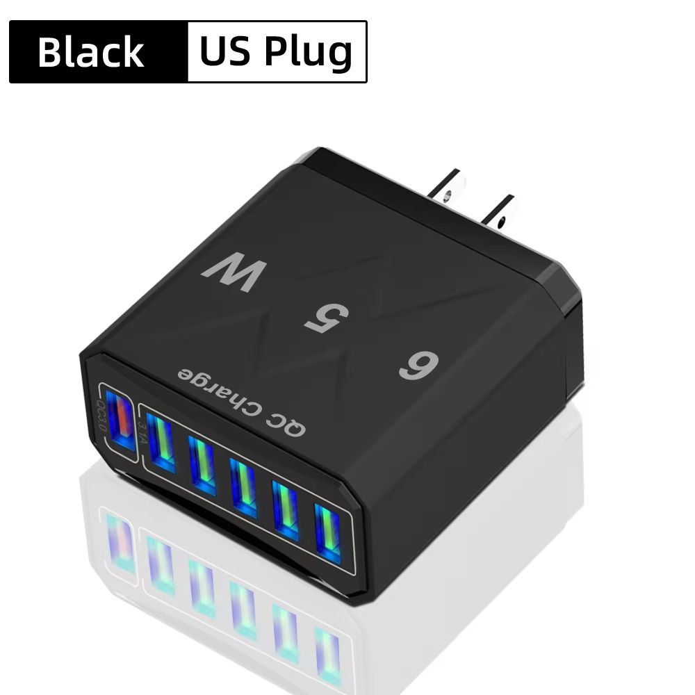 Vumpach 6-Port QC 3.0 Fast USB Charger Adapter with Interchangeable Plugs (EU US UK KR)