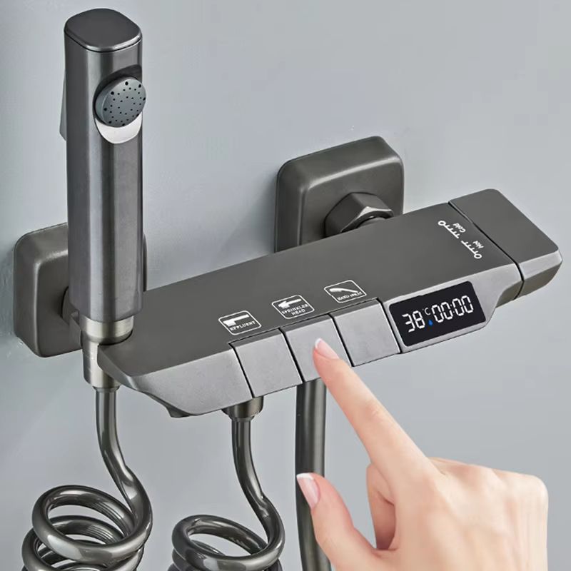 Gun Grey Digital Display Shower System with Piano Key Mixer | Inspire ...