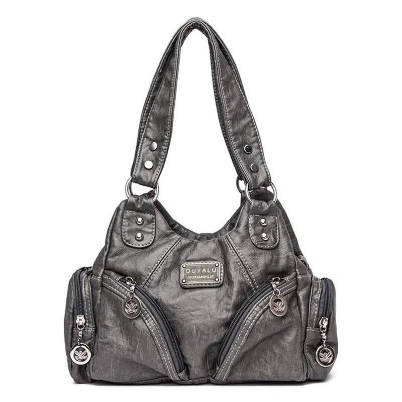 Luxury Soft PU Leather Mini Motorcycle Shoulder Bag for Women