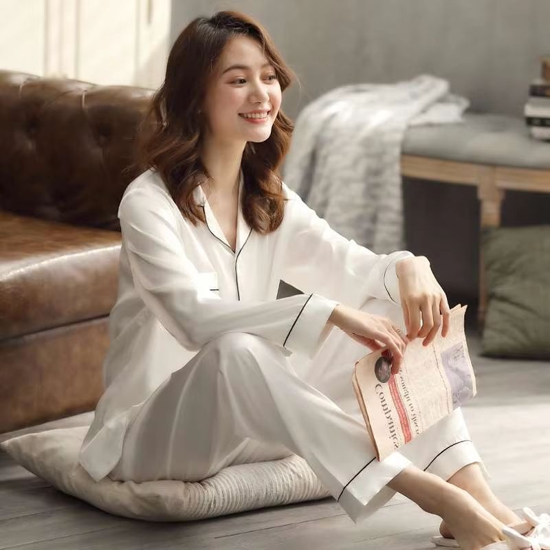 Silk Satin Couples Pajama Set – Luxury Long Sleeve Button Down Sleepwear for Women and Men