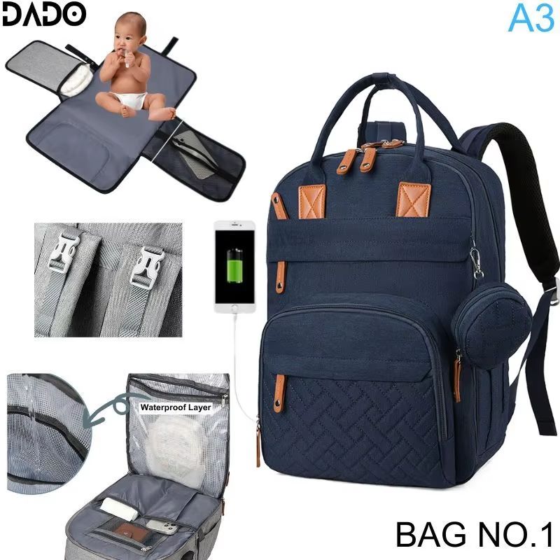 Waterproof Large Capacity Diaper Bag Backpack with Changing Station for Moms