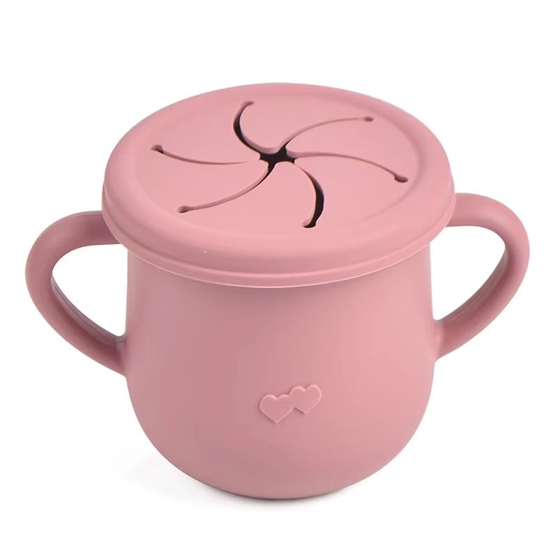 6.76 fl oz Silicone Kids Snack Cup with Lid – BPA Free Baby Sippy Cup & Silicone Food Storage Box