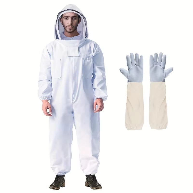 Professional Beekeeper Suit with Ventilated Veil Hood & Sting-Proof Protection