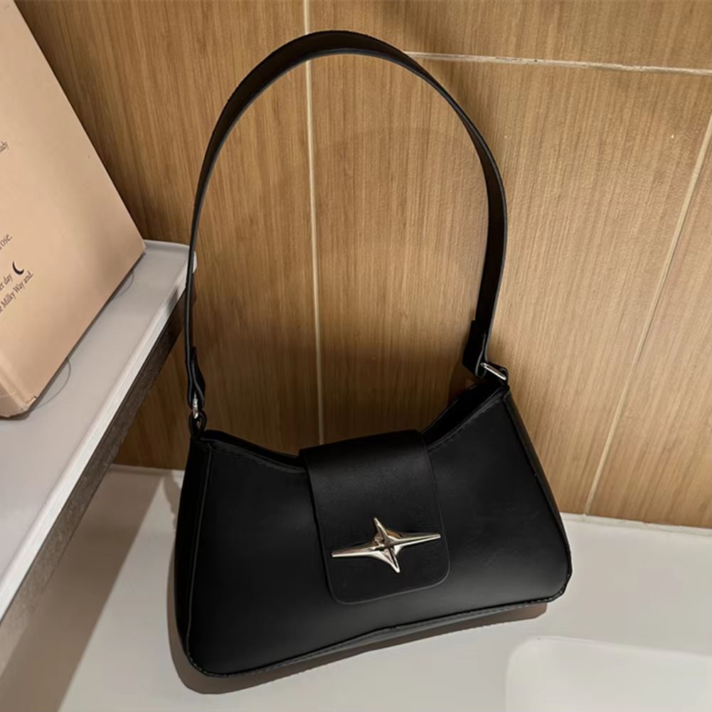 Y2K Vintage Mini Saddle Underarm Bag in PU Leather with Wide Strap