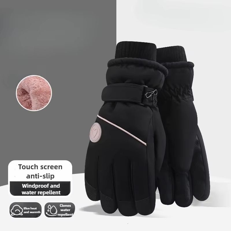 Women's Winter Skiing and Riding Gloves – Thick Fleece Insulated Cold-Resistant Touchscreen Gloves