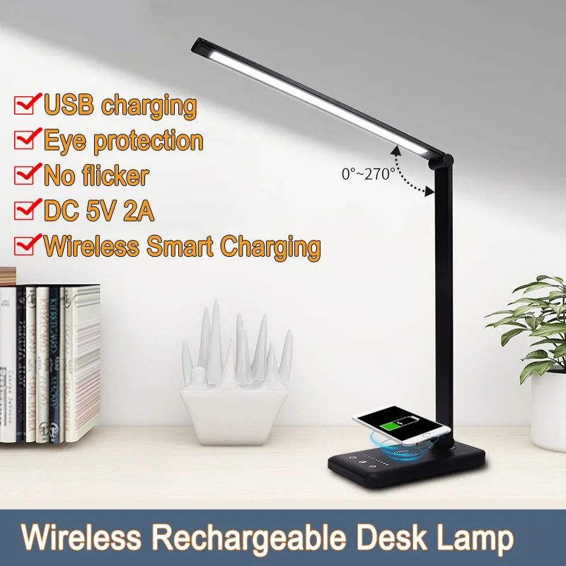 Portable Foldable USB Rechargeable LED Table Lamp – Smart Touch Battery Powered Light for Bedroom Office Kids Work