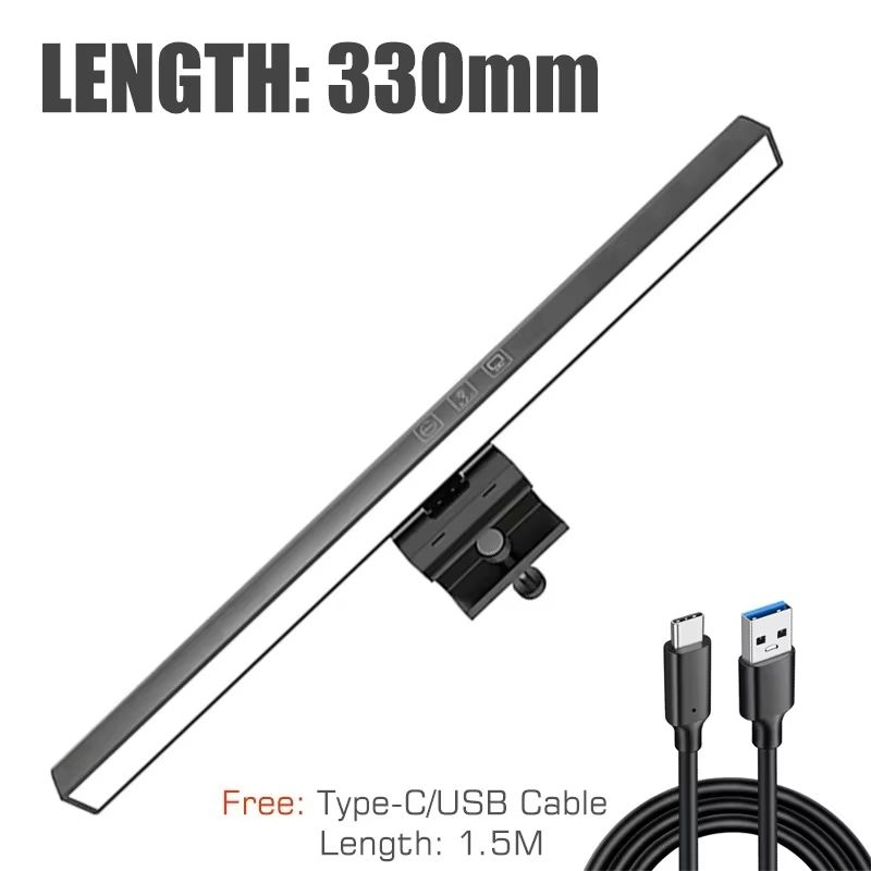 USB Powered Eye-Care Monitor Light Bar 50cm – Stepless Dimming LED Desk Lamp for Screen Work and Reading