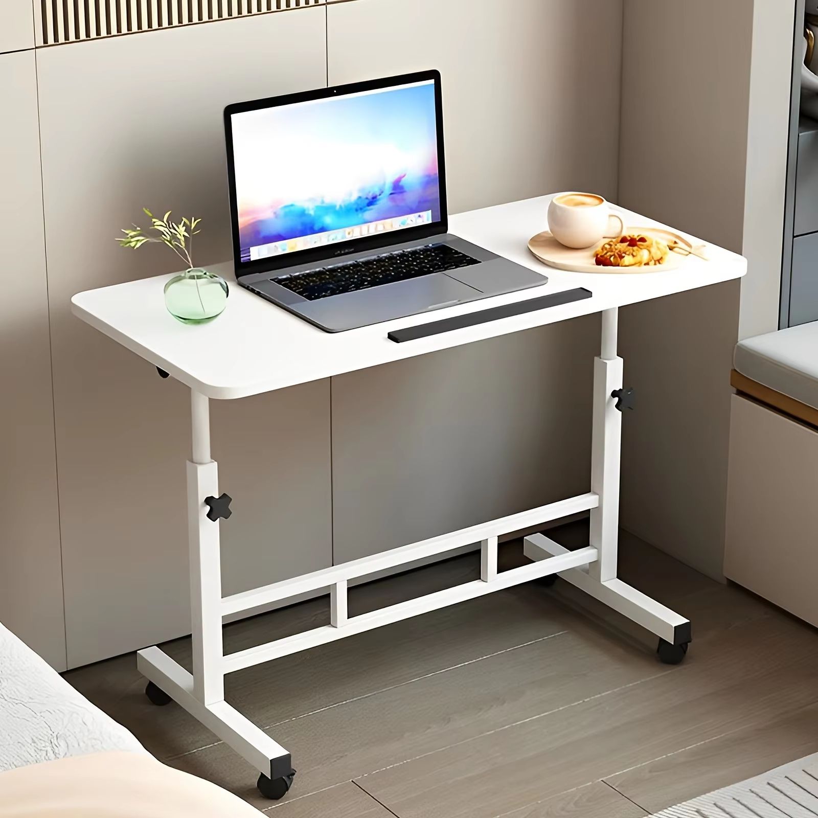 Adjustable Height Mobile Standing Computer Desk – Rolling Sit-Stand Workstation for Home Office and Study